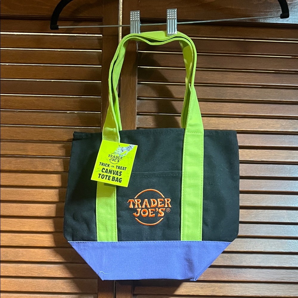 Trader Joe's Black and Purple Canvas Tote